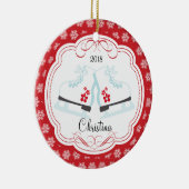 Ornement daté de patinage de Noël de raies de (Droite)