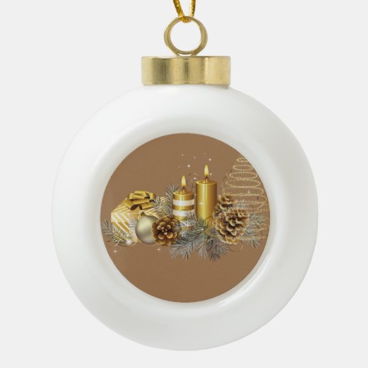 Ornement de bal en céramique de Noël, bougie de No (Devant)