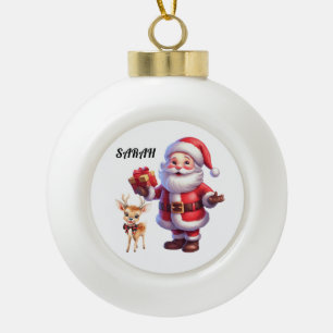 ORNEMENT DE BALLE CÉRAMIQUE père Noël & REINDEER