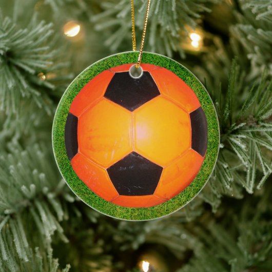 Ornement de balle de soccer orange et noir (Arbre)