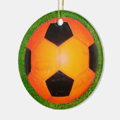 Ornement de balle de soccer orange et noir (Gauche)