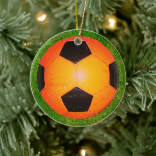 Ornement de ballon de football orange et noir