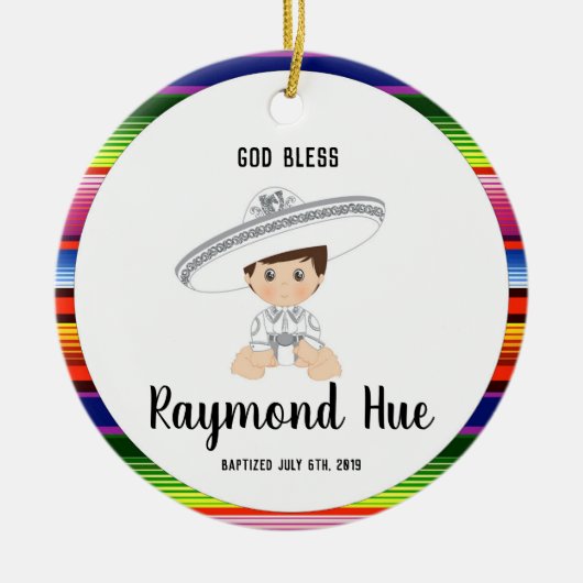 Ornement de baptême de garçon de Charro (Devant)