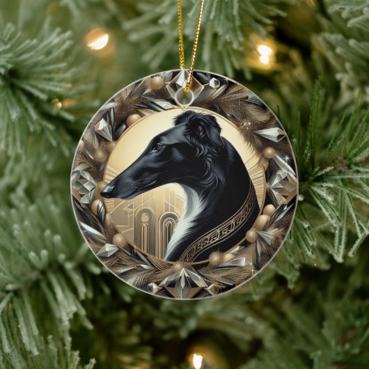 Ornement de beauté Borzoi noir (Arbre)