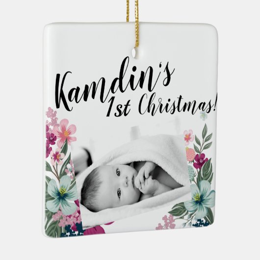 Ornement de bébé personnalisé Fleurs tropicales su (Droite)