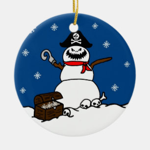 Ornement de bonhomme de neige de pirate de Noël