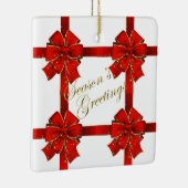 Ornement de Bonnes Fêtes de Bow rouge étincelant (Droite)