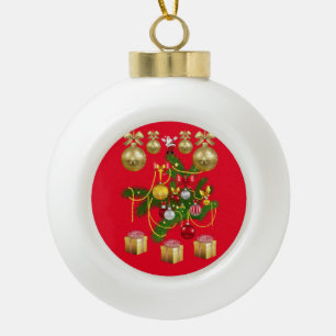 Ornement de boule en céramique de Noël, boules dor