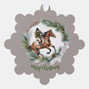 Ornement de cadeau de Noël d'hiver à thème chevali