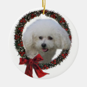 Ornement de cadeaux de Noël de Bichon Frise