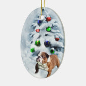 Ornement de cadeaux de Noël de Bulldog anglais (Gauche)