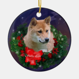 Ornement de cadeaux de Noël Shiba Inu