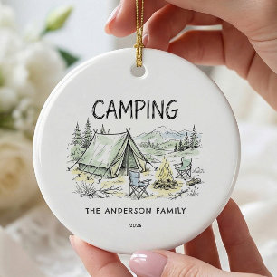 Ornement de camping familial personnalisé