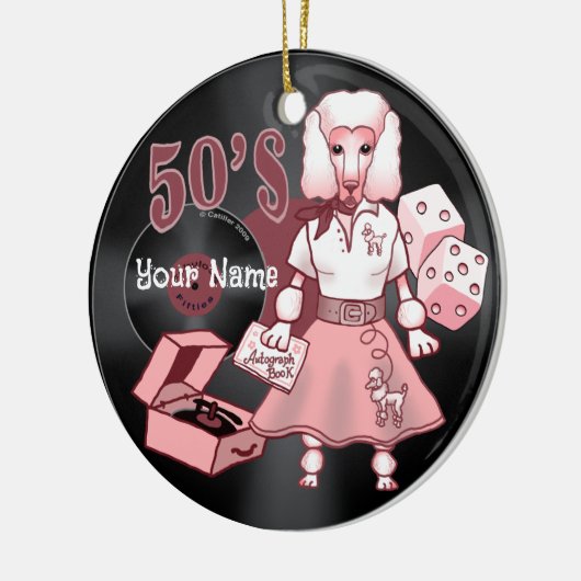 Ornement de caniche rose rétro (Gauche)