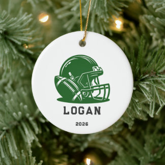 Ornement de casque de football vert personnalisé