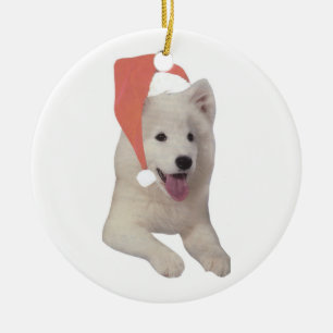 Ornement de casquette de Père Noël de Samoyed