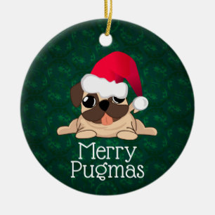 Ornement de cercle de pug de Noël
