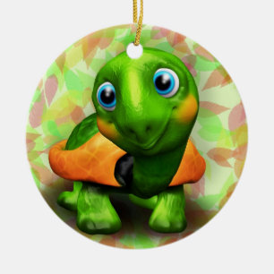 Ornement de cercle du bébé 3D de tortue verte