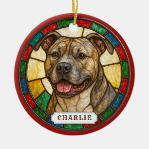 Ornement de cercle en céramique American Pit Bull