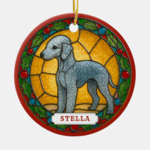 Ornement de cercle en céramique de chien Bedlingto