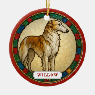 Ornement de cercle en céramique de chien Borzoi