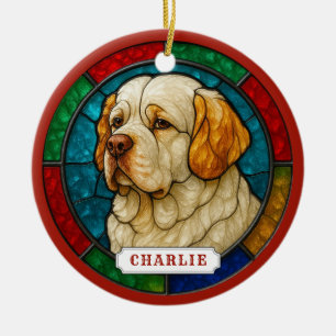 Ornement de cercle en céramique de chien Clumber S