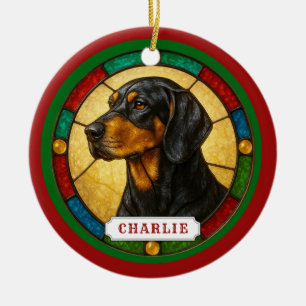 Ornement de cercle en céramique de chien de chasse