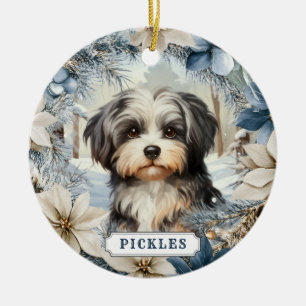 Ornement de cercle en céramique de chien Havanese