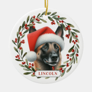 Ornement de cercle en céramique de chien Malinois