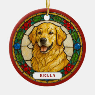 Ornement de cercle en céramique de chien Retriever
