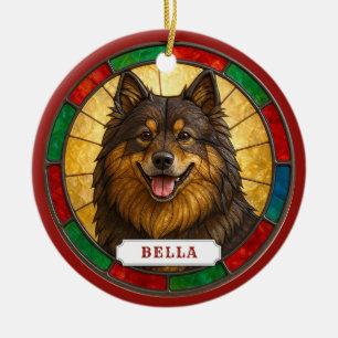 Ornement de cercle en céramique de chien suédois L