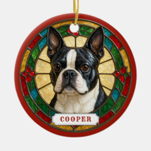 Ornement de cercle en céramique de chien Terrier d
