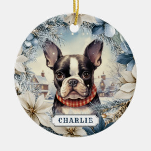 Ornement de cercle en céramique de chien Terrier d