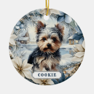 Ornement de cercle en céramique de chien Terrier d