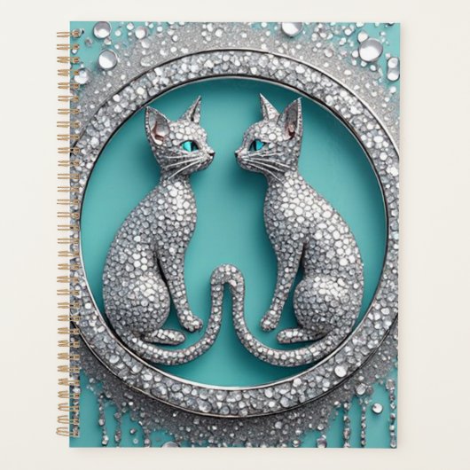 Ornement de chat en cristal double unique Sculptur (Devant)