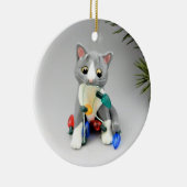 Ornement de chat gris et blanc (Droite)