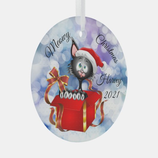 Ornement de chat personnalisé Meowy Noël (Avant droite)