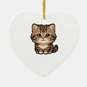 Ornement de chaton tabby marron mignon