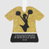Ornement de Cheerleader Gold & Black personnalisé (devant)