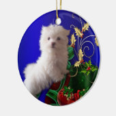 Ornement de chien chiot maltais (Gauche)