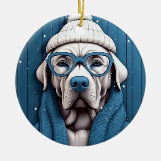 Ornement de chien Cool d'hiver (Devant)