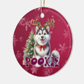 Ornement de chien de Noël Husky personnalisé (Gauche)