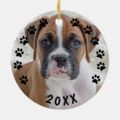 Ornement de chien de Noël - Pawprints (Dos)