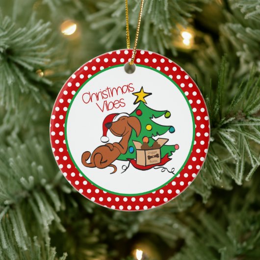 Ornement de chien teckel pour Noël (Arbre)