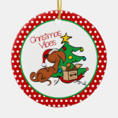 Ornement de chien teckel pour Noël (Devant)