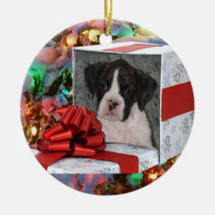 Ornement de chiot de boxeur de Noël