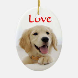 Ornement de chiot Retriever doré d'amour