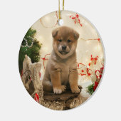 Ornement de chiot Shiba Inu (Gauche)