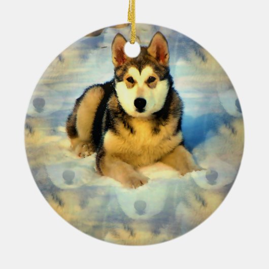 Ornement de chiots de Malamute d'Alaska (Dos)