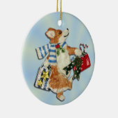 Ornement de client de vacances de corgi (Droite)